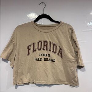 Beige Florida Graphic Crop Top